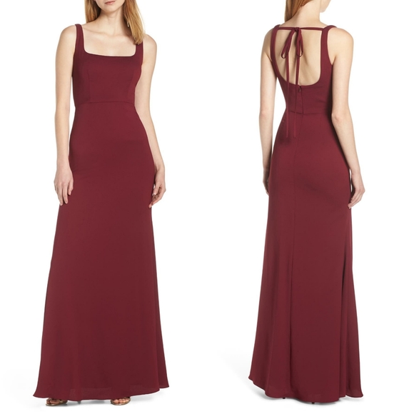 Hayley Paige Occasions Dresses & Skirts - Hayley Paige Square Neck Tie Back Evening Dress